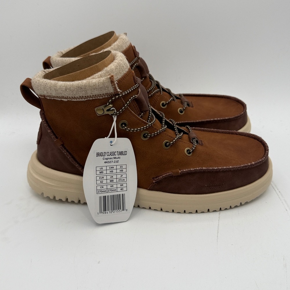 Hey Dude Bradley Classic Tumbled Shoes Mens Size 9 Cognac Multi Boot 44327-2JZ